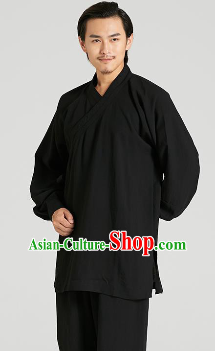 Top Grade Kung Fu Costume Martial Arts Training Black Suits Gongfu Wushu Tang Suit Clothing for Men