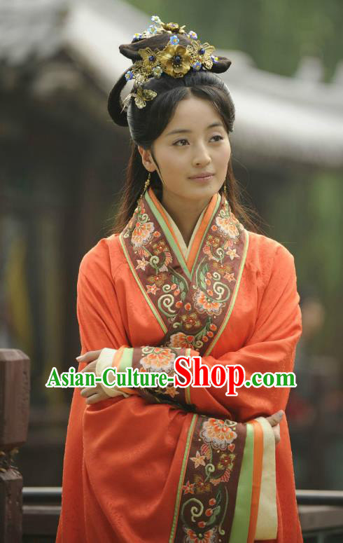 Traditional Chinese Ancient Warring States Period Palace Lady Hanfu Red Dress Embroidered Replica Costume for Women