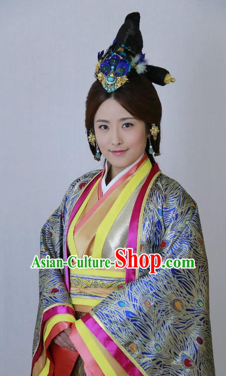 Traditional Chinese Ancient Warring States Period Qin Kingdom Imperial Consort Mengzhao Embroidered Replica Costume for Women
