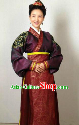 Traditional Chinese Ancient Qin Kingdom Court Maid Embroidered Replica Costume for Women