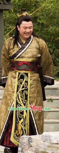 Traditional Chinese Ancient Warring States Period Qin State King Ying Dang Replica Costume for Men