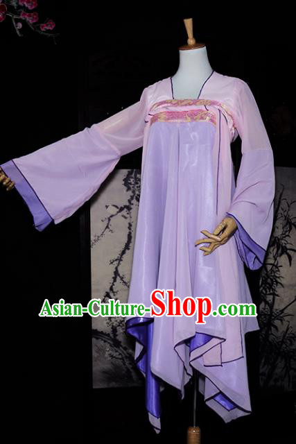 Chinese Ancient Young Lady Costume Cosplay Swordswoman Lilac Dress Hanfu Clothing for Women