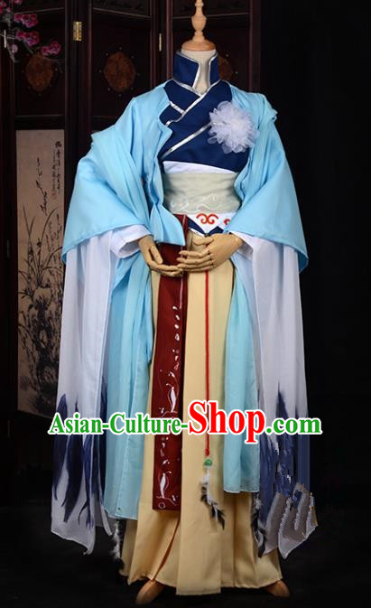 Chinese Ancient Swordswoman Costume Cosplay Tang Dynasty Heroine Dress Hanfu Clothing for Women
