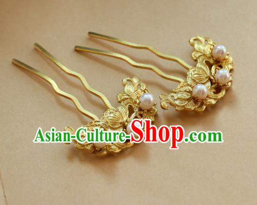 Traditional Chinese Ancient Pearls Hairpin Classical Hair Accessories Handmade Hairpins for Women