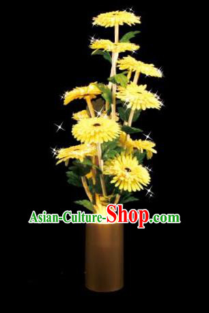 Traditional Handmade Chinese Yellow Chrysanthemum Lanterns Electric LED Lights Lamps Desk Lamp Decoration