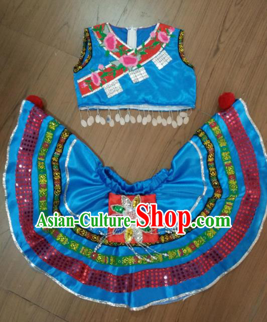 Traditional Chinese Miao Nationality Dance Costume, Folk Dance Yanko Dance Dress for Kids