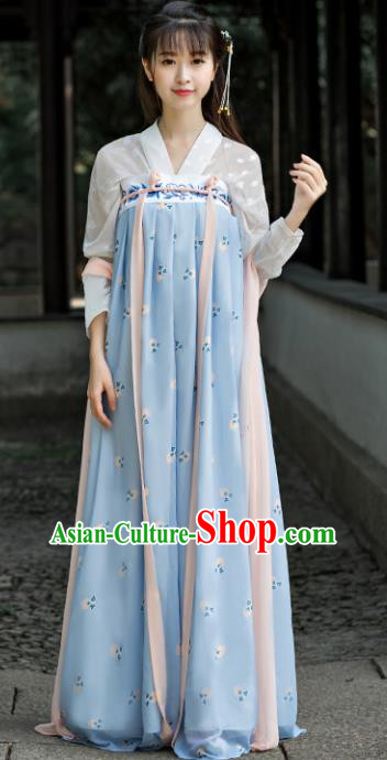 Traditional Chinese Ancient Court Lady Embroidered Costume Tang Dynasty Palace Princess Hanfu Dress for Women