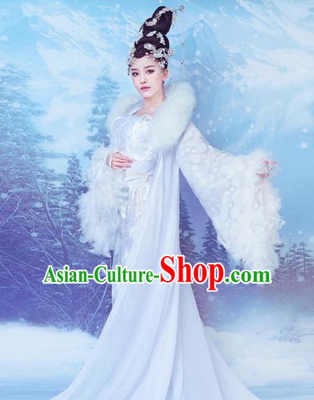 Traditional Chinese Ancient Moon Fairy Chang-E Costume Tang Dynasty Imperial Consort Hanfu Dress for Women