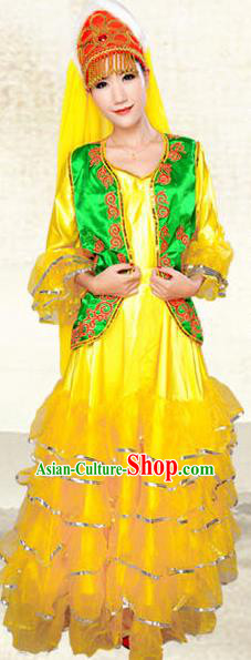 Traditional Chinese Kazak Nationality Costume, China Kazak Ethnic Minority Dance Clothing and Hats for Women