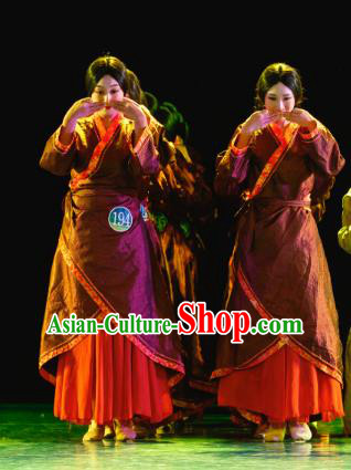 Traditional Chinese Folk Dance Hanfu Costume, China Classical Dance Clothing for Women