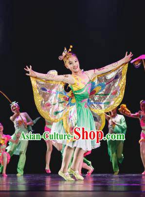 Traditional Chinese Folk Dance Costume, Children Classical Dance Butterfly Dress Clothing for Kids