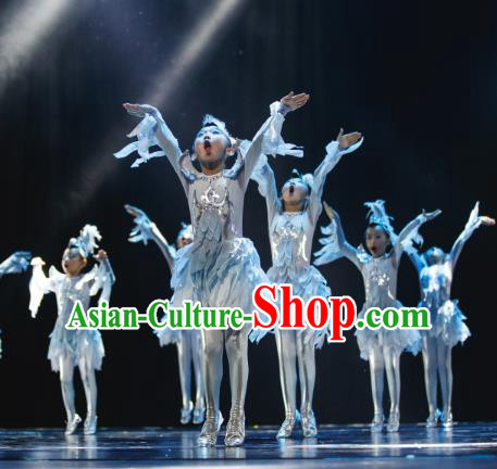 Traditional Chinese Eagle Dance Folk Dance Costume, Children Classical Dance Dress Clothing for Kids