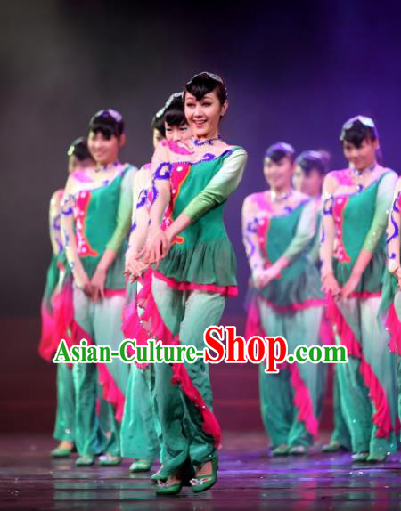 Traditional Chinese Classical Dance Costume, China Folk Dance Yangko Umbrella Dance Dress Clothing for Women
