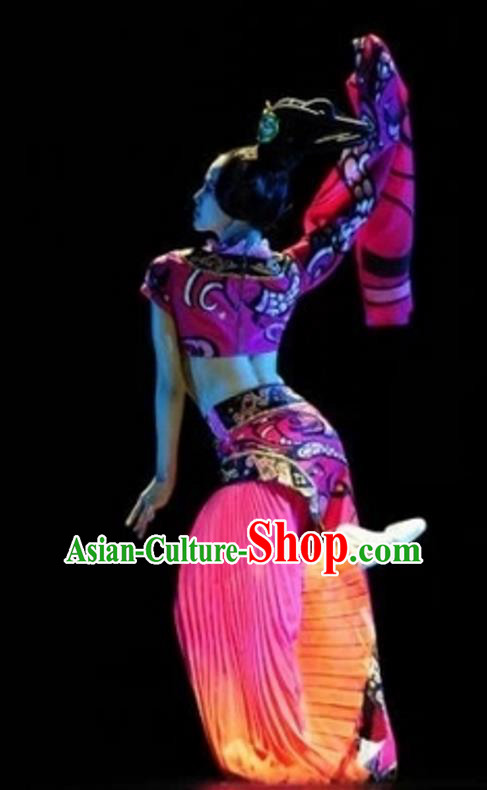 Traditional Chinese Classical Dance Costume, China Folk Dance Stage Performance Dance Dress Clothing for Women
