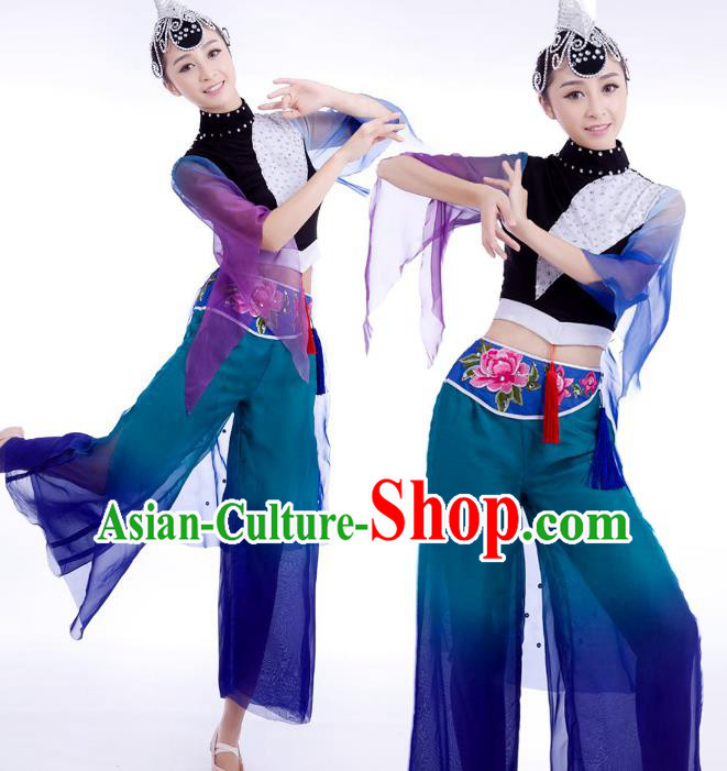Chinese Traditional Folk Dance Stage Performance Costume, China Classical Yangko Dance Dress Clothing for Women
