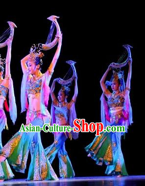 Chinese Traditional Folk Dance Costume Classical Dance Dress, China Dunhuang Fairy Stage Performance Clothing for Women