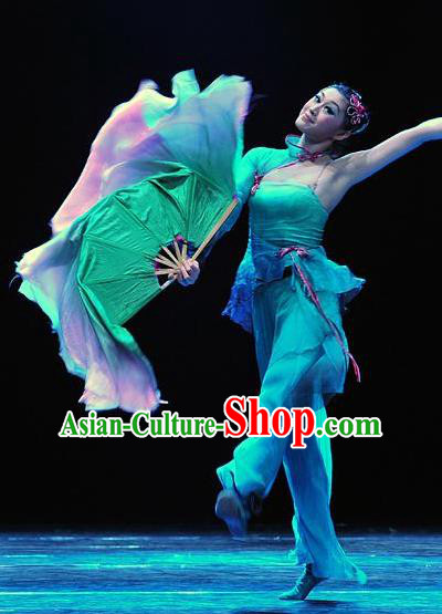 Chinese Traditional Fan Dance Stage Performance Costumes Folk Dance Classical Dance Dress for Women