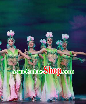 Traditional Chinese Lotus Dance Costume, China Folk Dance Classical Dance Clothing for Women