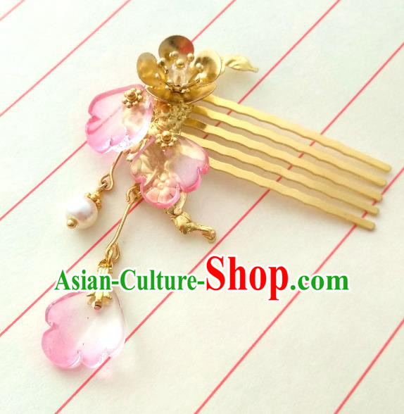 Chinese Traditional Ancient Hair Accessories Classical Hairpins Hanfu Brass Hair Comb Headwear for Women