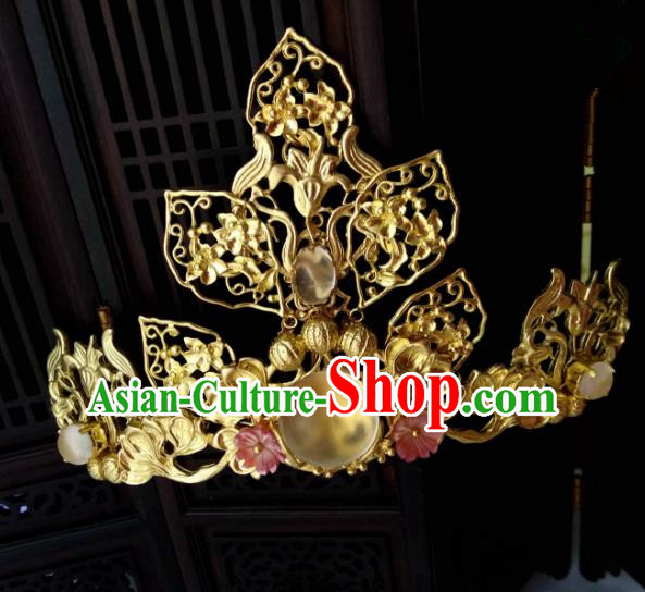 Chinese Traditional Ancient Hair Accessories Classical Brass Phoenix Coronet Hairpins Hanfu Hair Stick for Women