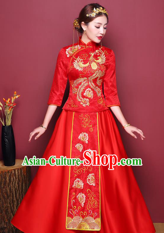 Buy Traditional Chinese Bride Red Wedding Xiuhe Dress, Women's