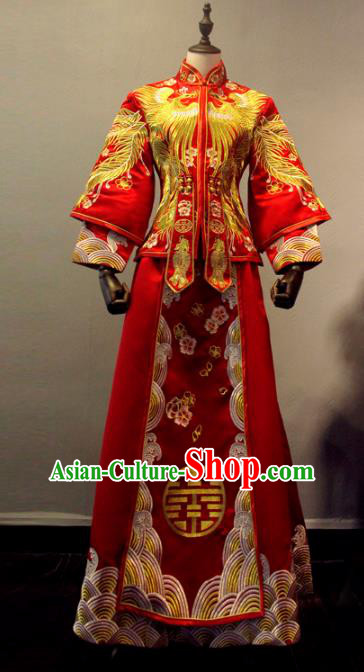 Chinese Traditional Toast Xiuhe Suits Ancient Bride Embroidered Peony Red Bottom Drawer Wedding Costumes for Women