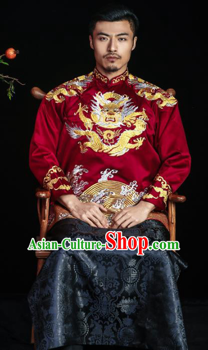 Chinese Traditional Embroidery Wedding Costume China Ancient Bridegroom Embroidered Tang Suit for Men