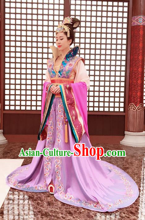 Chinese Ancient Queen Hanfu Dress Tang Dynasty Empress Wang Zhen Embroidered Costumes for Women
