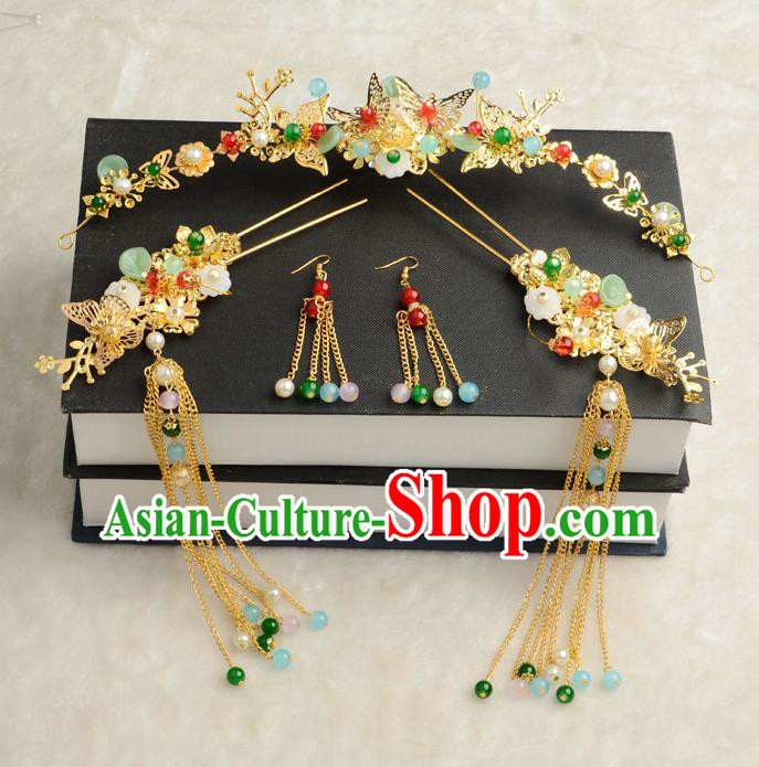 Chinese Ancient Classical Hair Accessories Xiuhe Suit Hair Sticks Hair Jewellery Hairpins Complete Set for Women