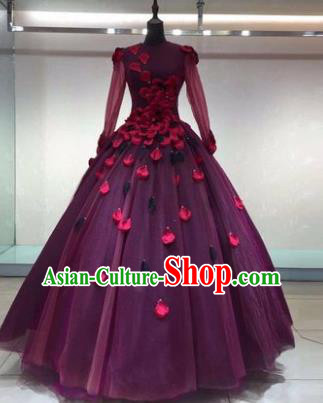 Top Grade Advanced Customization Wedding Dress Princess Dress Purple Bridal Veil Full Dress Costume for Women