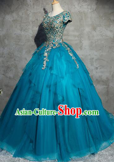 Top Grade Advanced Customization Wedding Dress Chorus Blue Dress Bridal Veil Full Dress Costume for Women