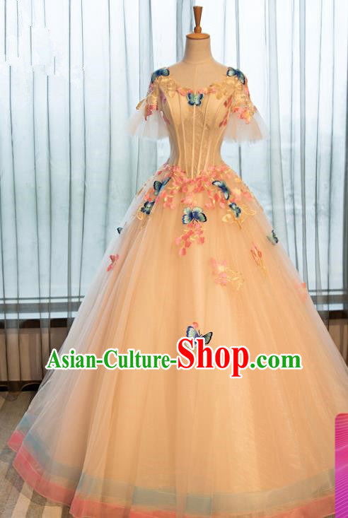 Top Grade Advanced Customization Embroidered Butterfly Veil Dress Wedding Dress Compere Bridal Full Dress for Women