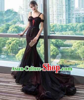 Top Grade Evening Dress Advanced Customization Black Veil Wedding Dress Compere Bridal Full Dress for Women