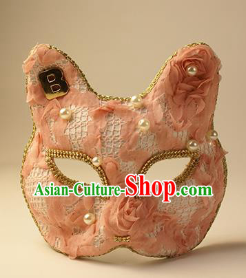 Halloween Exaggerated Pink Cat Face Mask Fancy Ball Props Stage Performance Accessories Christmas Mysterious Masks
