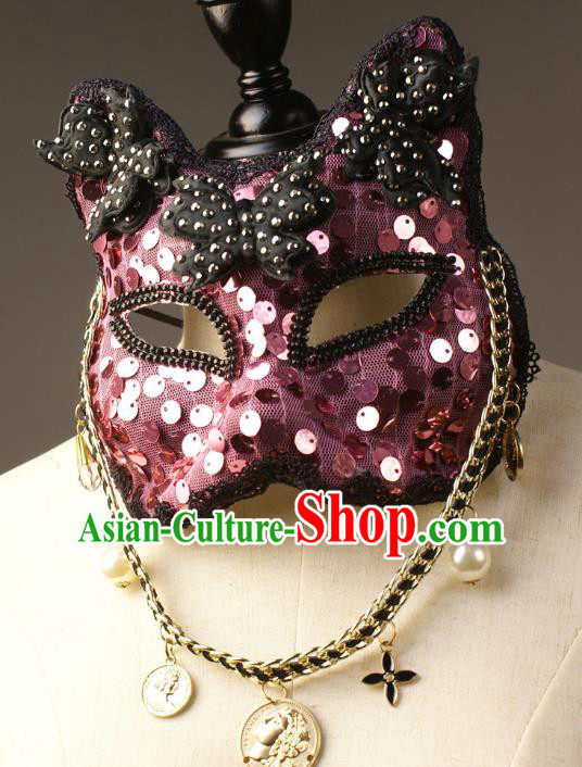 Halloween Exaggerated Purple Face Mask Fancy Ball Props Stage Performance Accessories Christmas Mysterious Masks