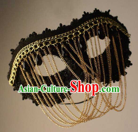 Halloween Exaggerated Chain Face Mask Fancy Ball Props Stage Performance Accessories Christmas Mysterious Masks