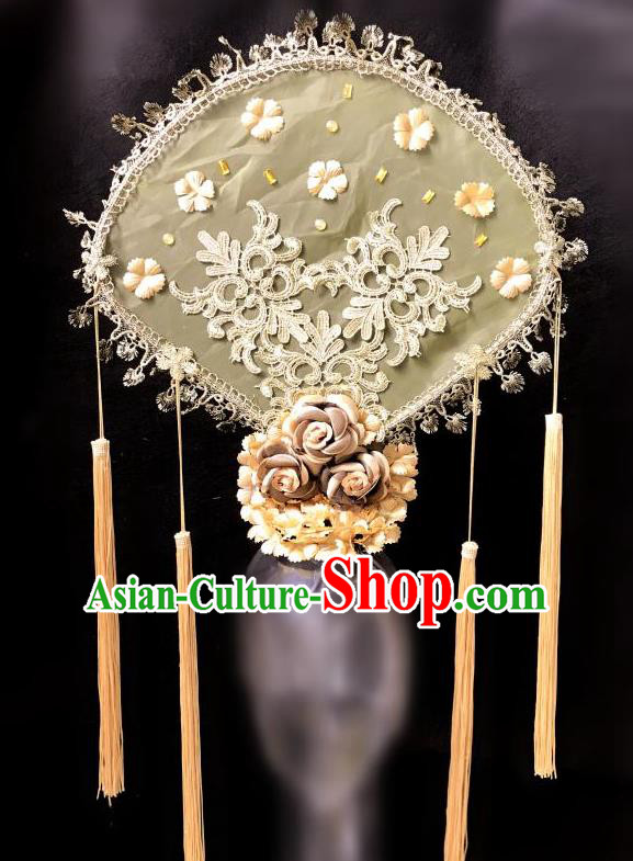 Top Grade Catwalks Golden Flowers Hair Accessories Exaggerated Chinese Traditional Headdress Modern Fancywork Headwear