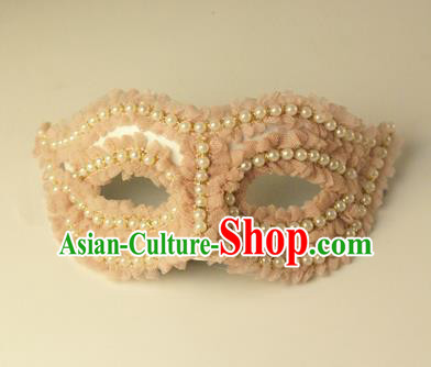 Halloween Exaggerated Pink Flowers Pearls Face Mask Venice Fancy Ball Props Catwalks Accessories Christmas Masks