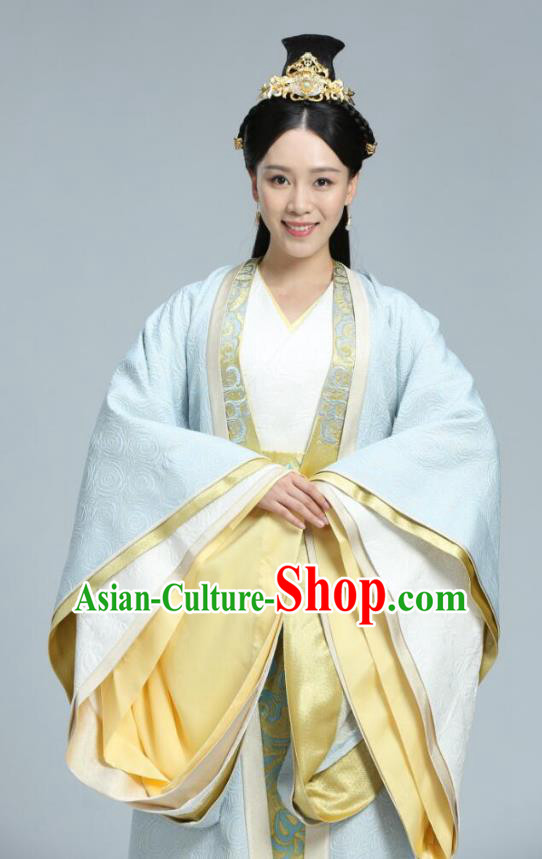 Chinese Ancient Infanta Hanfu Dress Northern Zhou Dynasty Princess Historical Costume and Headpiece Complete Set