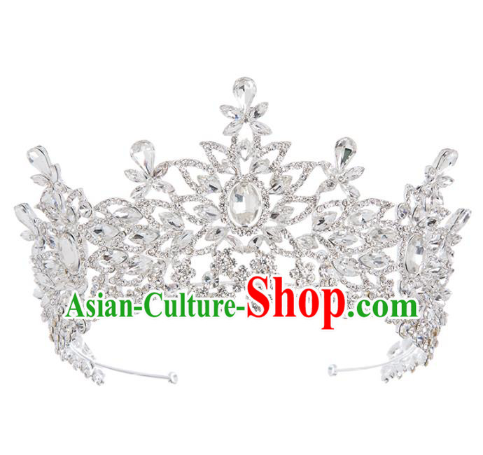 Baroque Bride Hair Accessories Classical Royal Crown Crystal Imperial Crown Headwear for Women