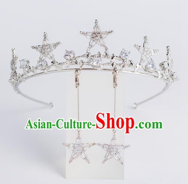 Baroque Bride Hair Accessories Classical Zircon Stars Royal Crown Princess Imperial Crown Headwear for Women