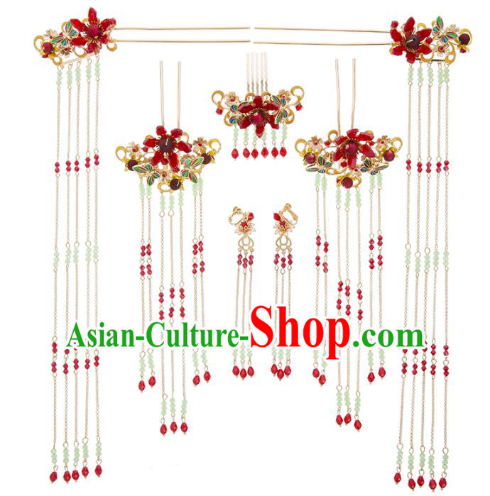 Chinese Traditional Wedding Hair Accessories Ancient Bride Step Shake Phoenix Coronet Hairpins Headwear for Women