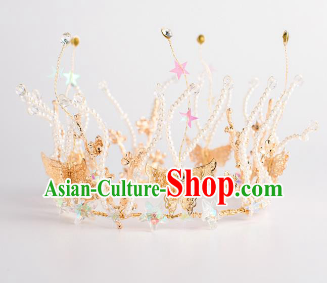 Baroque Bride Hair Accessories Classical Wedding Hair Clasp Golden Butterfly Imperial Crown Headwear for Women