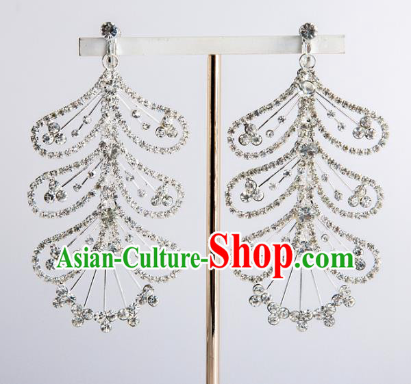 Bride Classical Accessories Crystal Exaggerated Earrings Wedding Jewelry Eardrop for Women