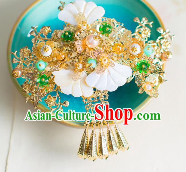 Chinese Traditional Palace Hair Accessories Wedding Shell Hair Stick Ancient Xiuhe Suit Hairpins for Women