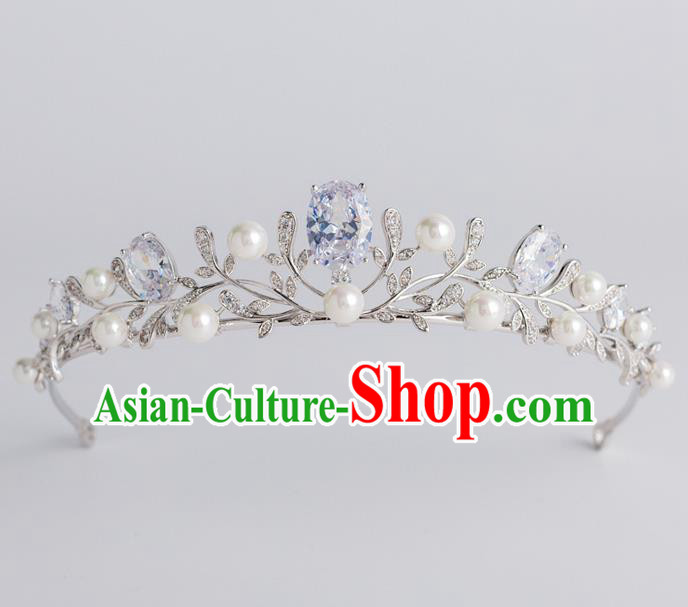 Baroque Princess Pearls Royal Crown Bride Classical Hair Accessories Wedding Zircon Imperial Crown for Women