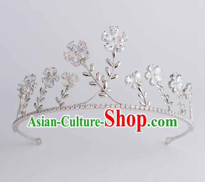 Baroque Princess Royal Crown Bride Classical Hair Accessories Wedding Zircon Flowers Imperial Crown for Women