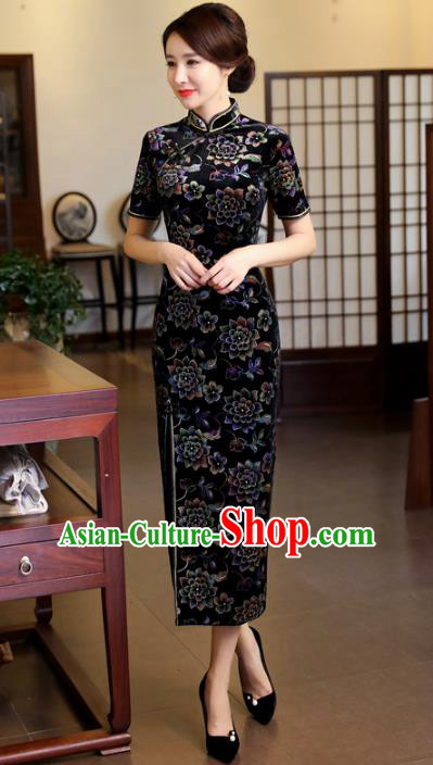 Traditional Ancient Chinese Young Women Cheongsam Dress Republic of China Tangsuit Stand Collar Blouse Dress Tang Suit Clothing