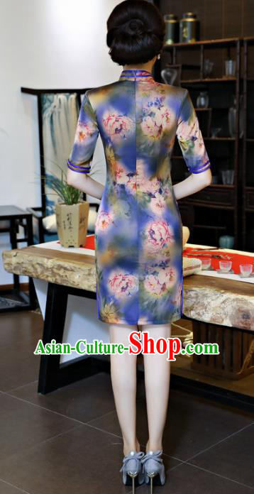 Traditional Ancient Chinese Young Women Cheongsam Dress Republic of China Tangsuit Stand Collar Blouse Dress Tang Suit Clothing
