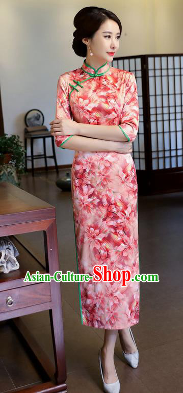 Traditional Ancient Chinese Young Women Cheongsam Dress Republic of China Tangsuit Stand Collar Blouse Dress Tang Suit Clothing